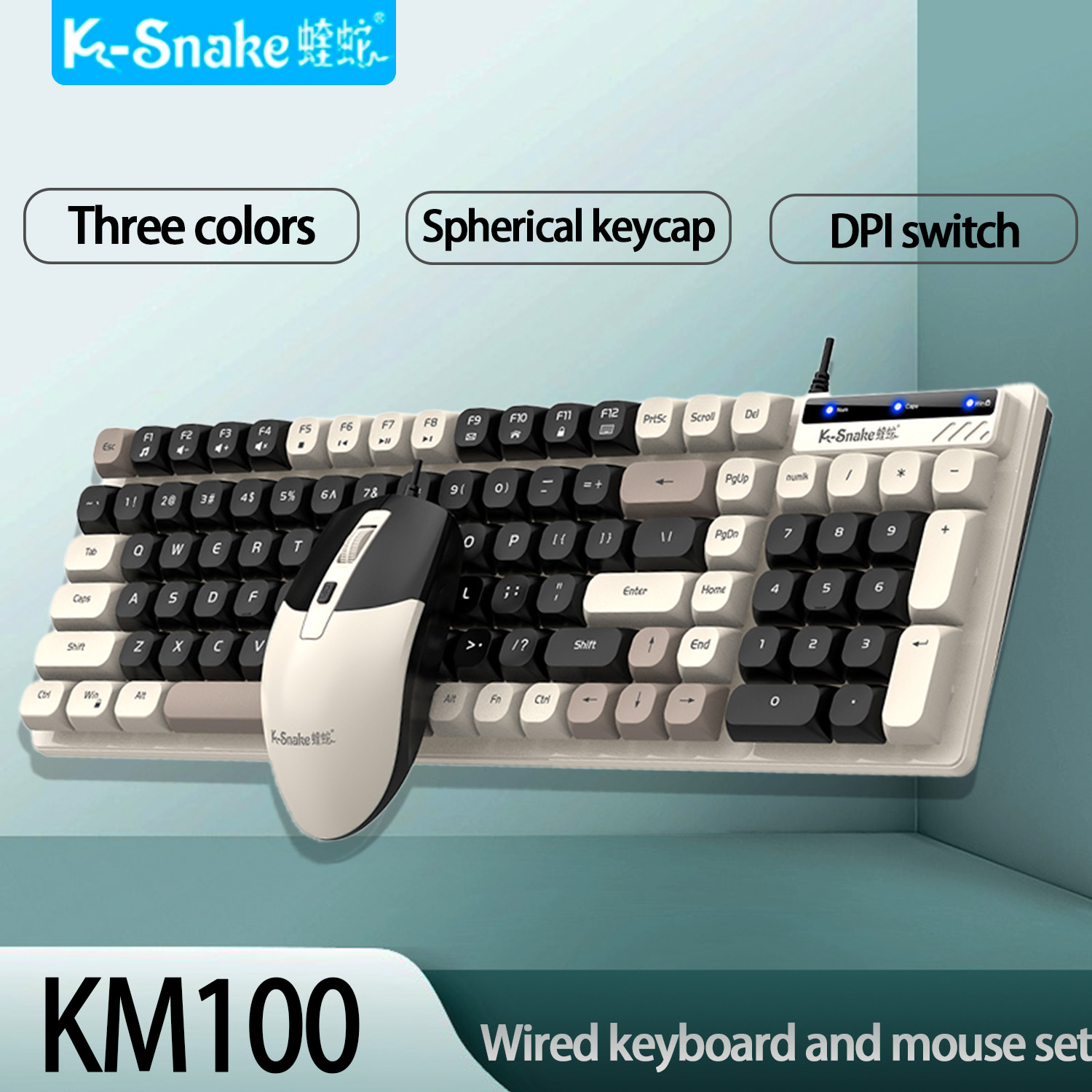 Gaming Keyboard Mouse And Headset Combo - K-Snake KM100 Wired Fashion Keyboard and