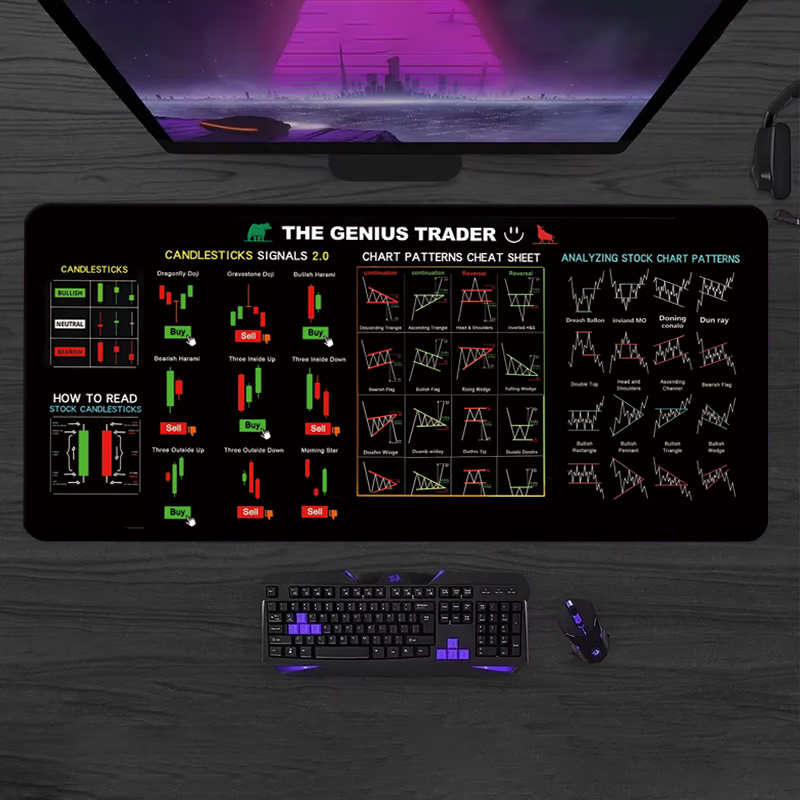 EXCO Stock Market Trader Leath - огляд і ціна Gaming Keyboard And Mouse Pad